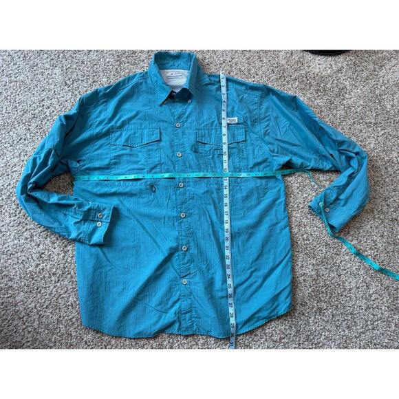 Columbia PFG men's Long sleeve, button down shirt, size M, Teal; performance - Picture 4 of 12